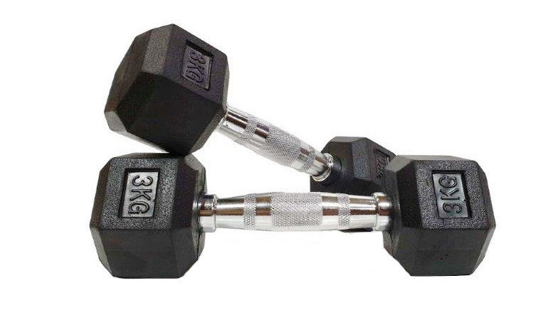 Morgan Rubber Hex Dumbbells - Pair (1k-35kg) - The Fight Club