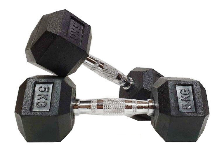 Morgan Rubber Hex Dumbbells - Pair (1k-35kg) - The Fight Club