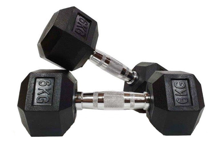 Morgan Rubber Hex Dumbbells - Pair (1k-35kg) - The Fight Club