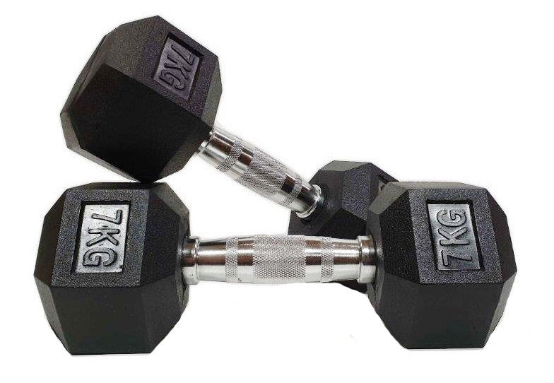 Morgan Rubber Hex Dumbbells - Pair (1k-35kg) - The Fight Club