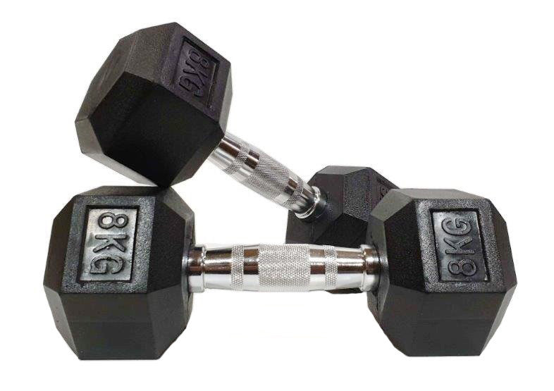 Morgan Rubber Hex Dumbbells - Pair (1k-35kg) - The Fight Club