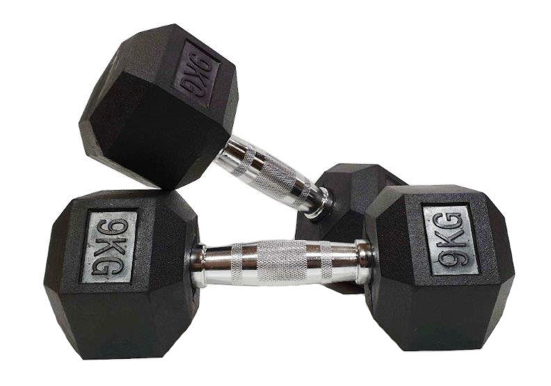 Morgan Rubber Hex Dumbbells - Pair (1k-35kg) - The Fight Club