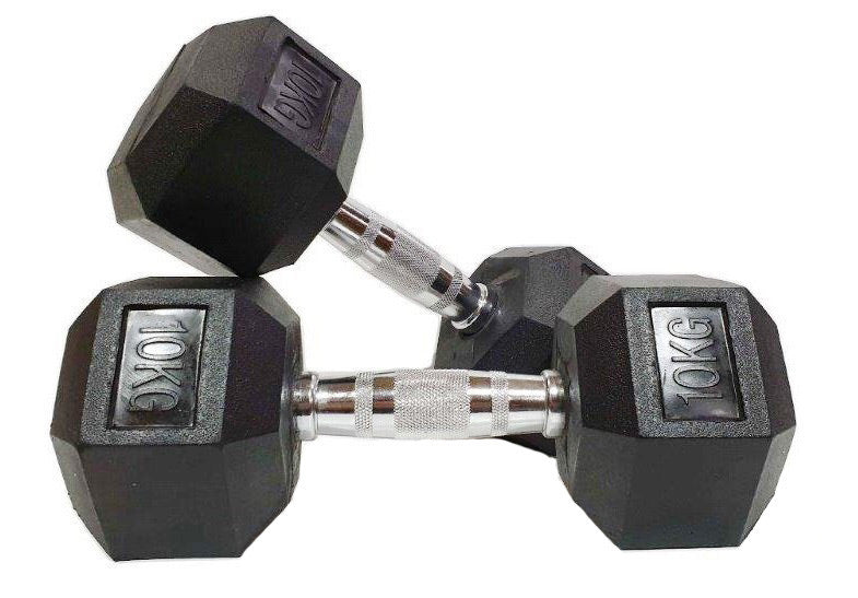 Morgan Rubber Hex Dumbbells - Pair (1k-35kg) - The Fight Club