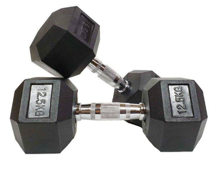 Morgan Rubber Hex Dumbbells - Pair (1k-35kg) - The Fight Club