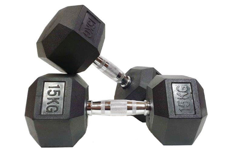 Morgan Rubber Hex Dumbbells - Pair (1k-35kg) - The Fight Club