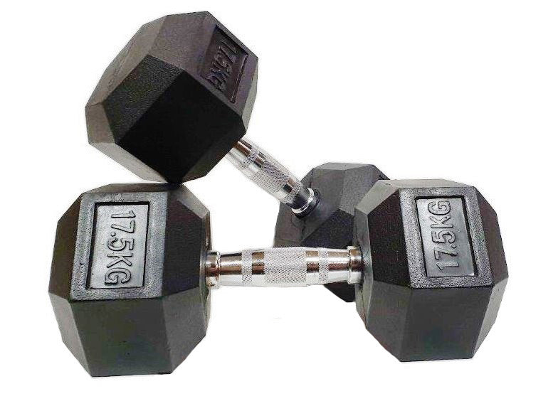 Morgan Rubber Hex Dumbbells - Pair (1k-35kg) - The Fight Club