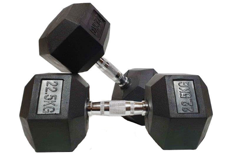 Morgan Rubber Hex Dumbbells - Pair (1k-35kg) - The Fight Club