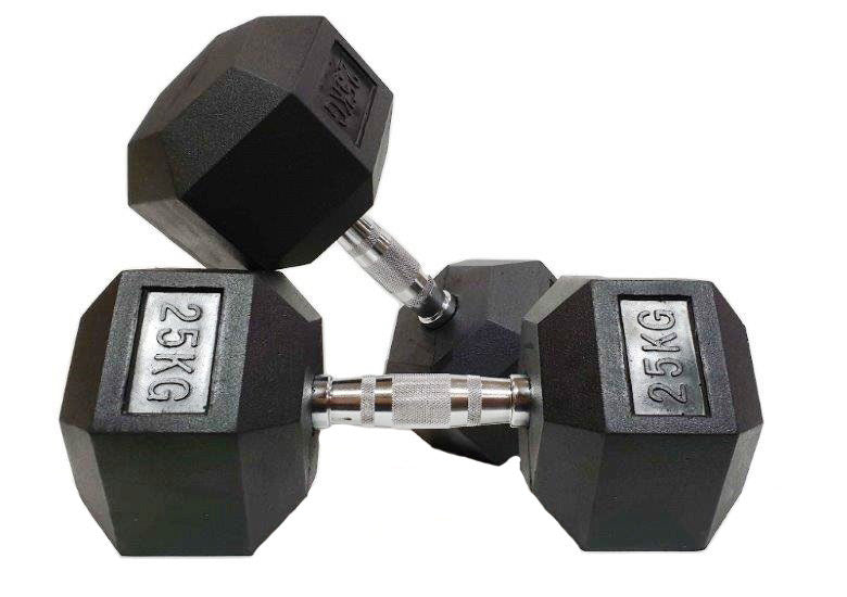 Morgan Rubber Hex Dumbbells - Pair (1k-35kg) - The Fight Club