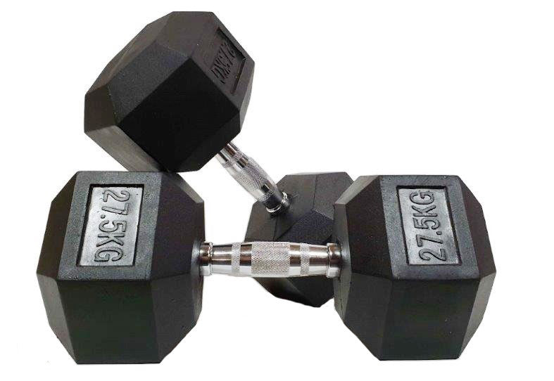 Morgan Rubber Hex Dumbbells - Pair (1k-35kg) - The Fight Club