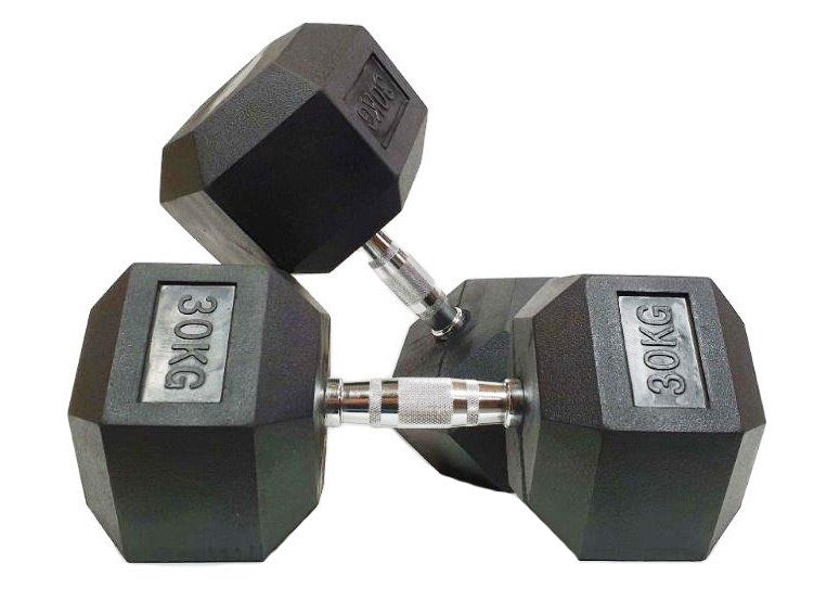 Morgan Rubber Hex Dumbbells - Pair (1k-35kg) - The Fight Club