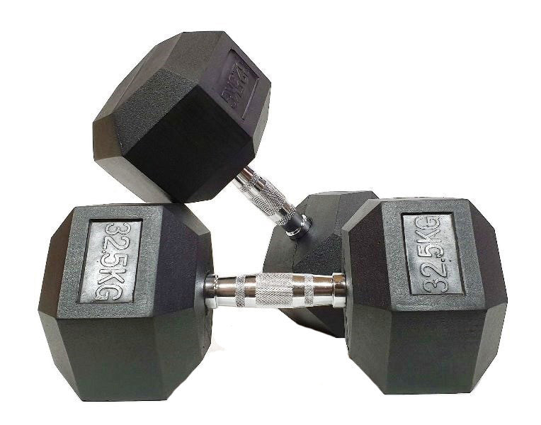 Morgan Rubber Hex Dumbbells - Pair (1k-35kg) - The Fight Club