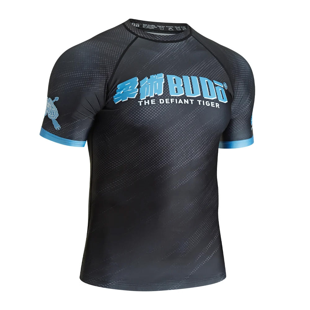 Budo Defiant Tiger Black/Blue Rash Guard - The Fight Club