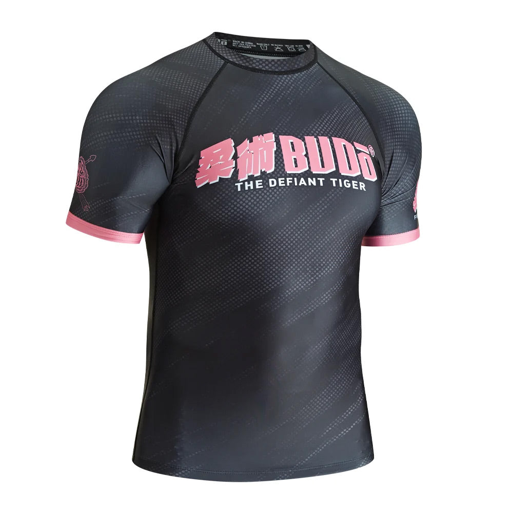 Budo Defiant Tiger Black/Pink Rash Guard - The Fight Club