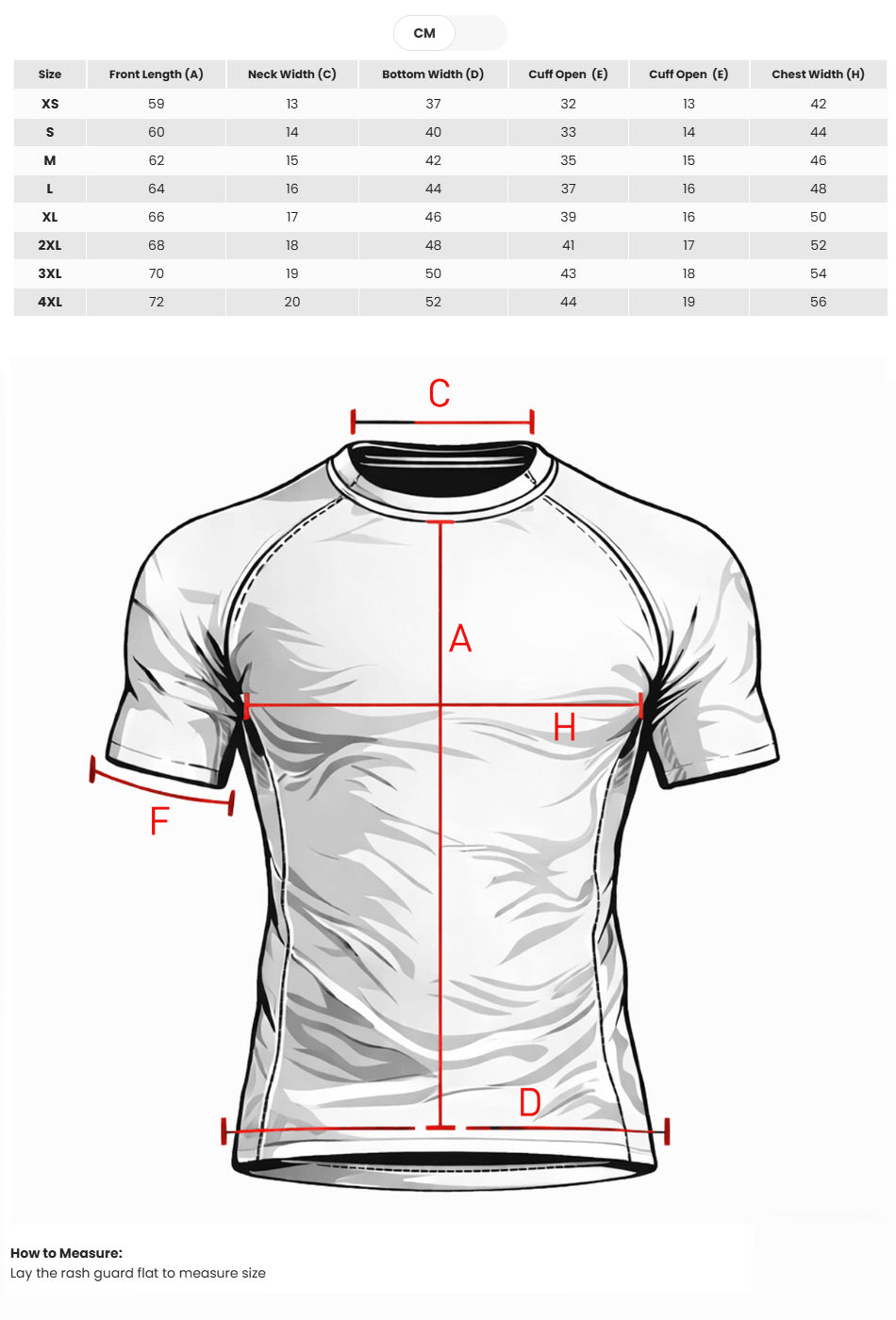 Budo Defiant Tiger White Rash Guard Size Guide - The Fight Club