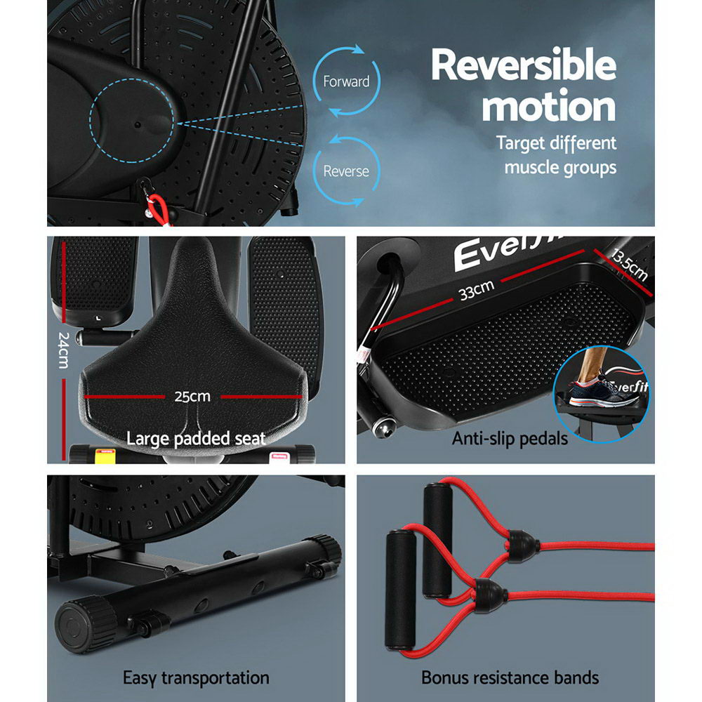 Everfit Exercise Bike 5 in 1 Elliptical Cross Trainer Home Gym Indoor Cardio - The Fight Club