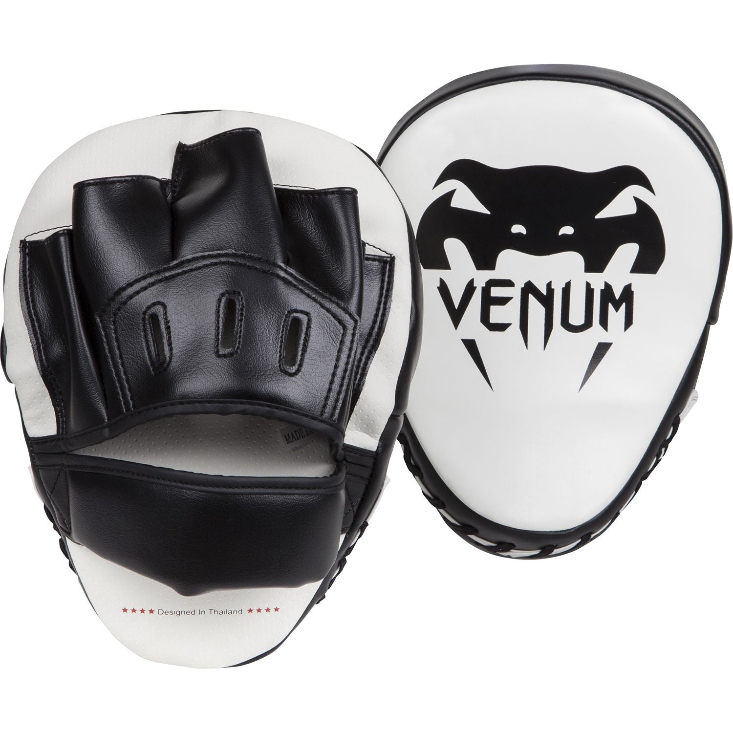 Venum Light Focus Mitts - White/Black (Pair) - The Fight Club