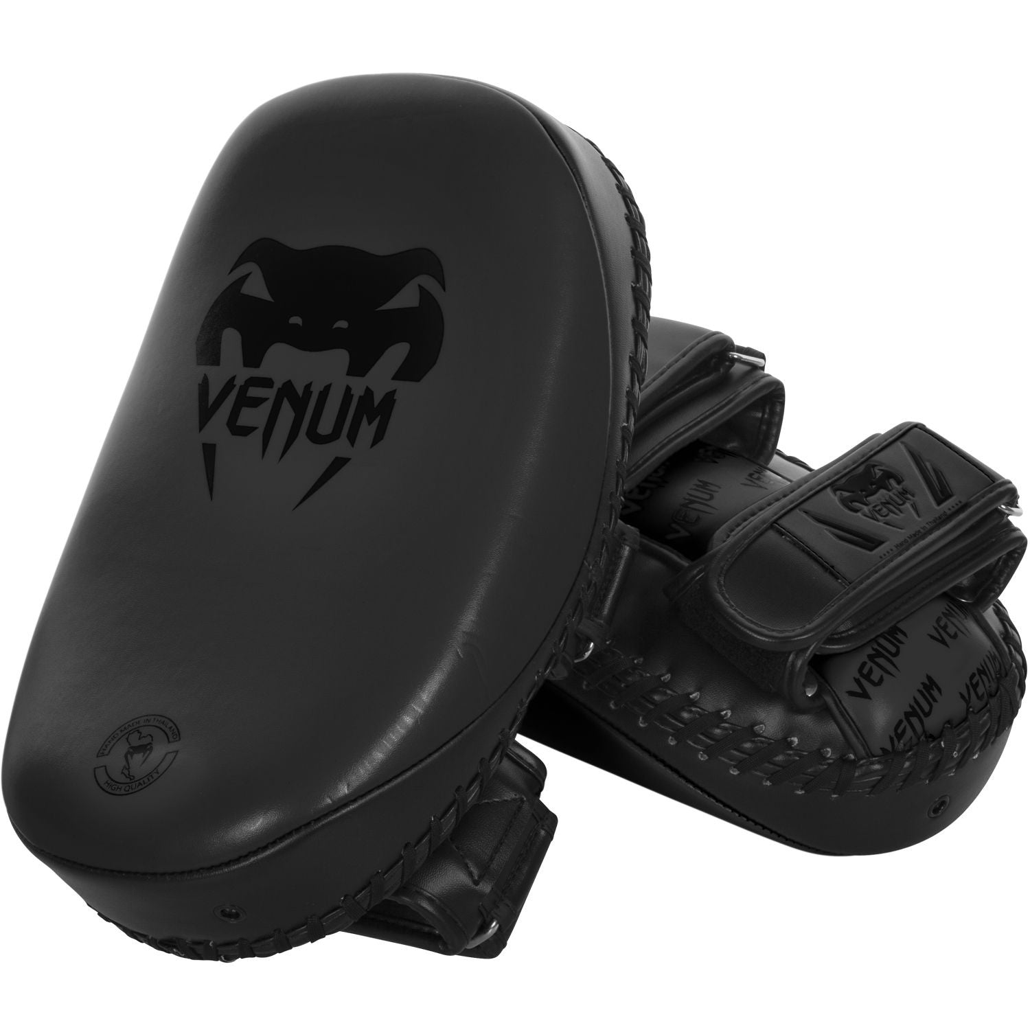 Venum Light Kick Pads Matte Black (Pair) - The Fight Club