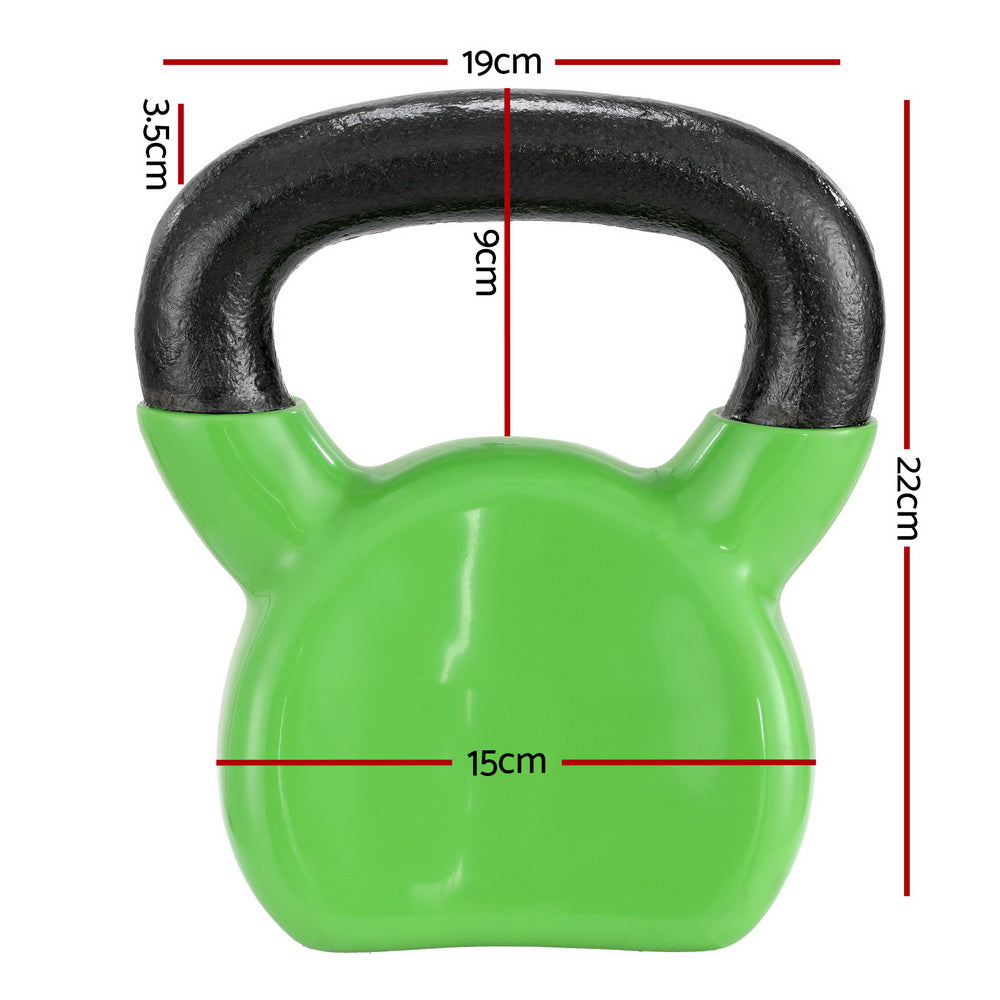 Everfit 8kg Kettlebell Set Weightlifting Bench Dumbbells Kettle Bell Gym Home - The Fight Club