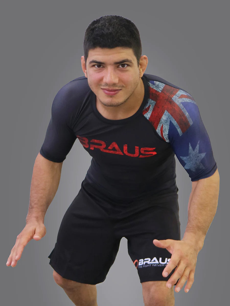 Braus Flags No Gi Rash Guard Australia - The Fight Club