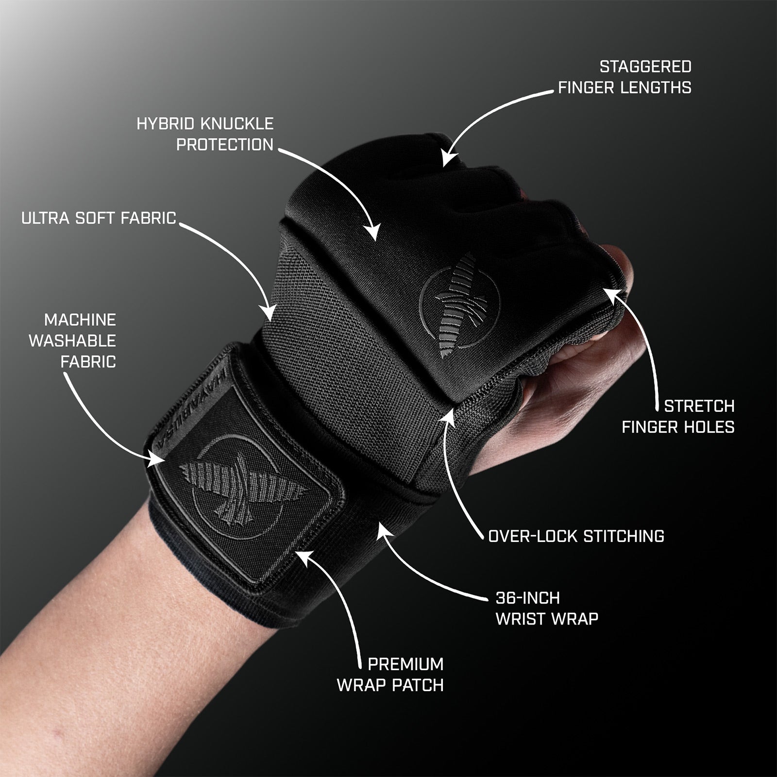 Hayabusa Deluxe Gel Quick Wraps Black - The Fight Club