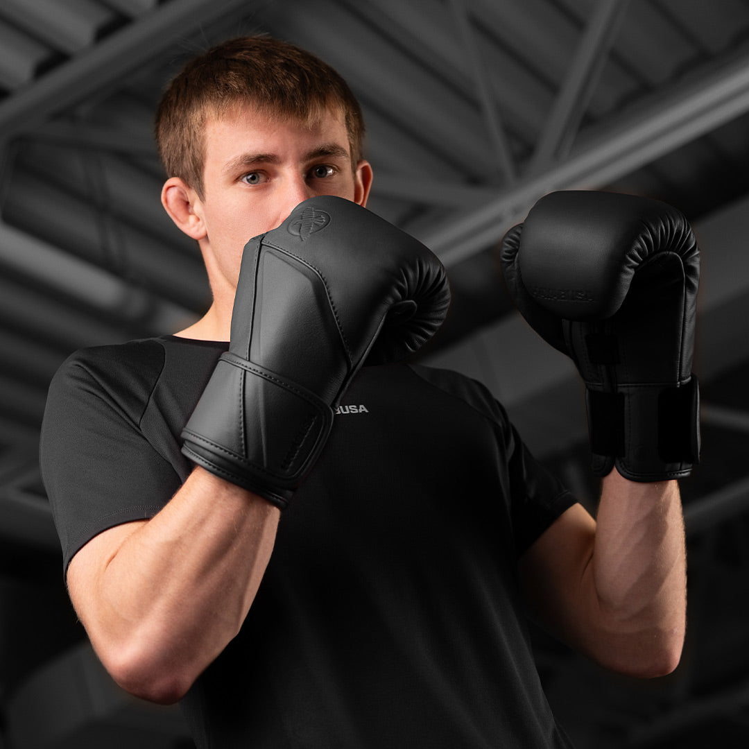 Hayabusa E1 Leather Boxing Gloves Black - The Fight Club
