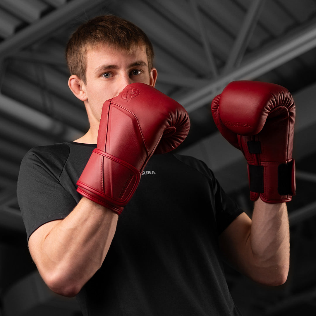 Hayabusa E1 Leather Boxing Gloves Red - The Fight Club