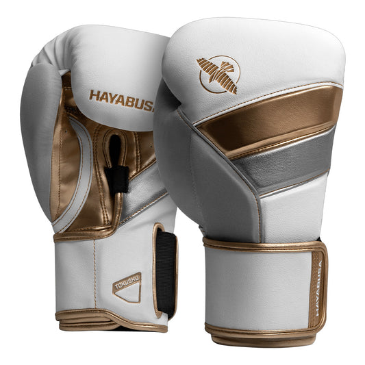 Hayabusa T3 Boxing Gloves White/Gold - The Fight Club