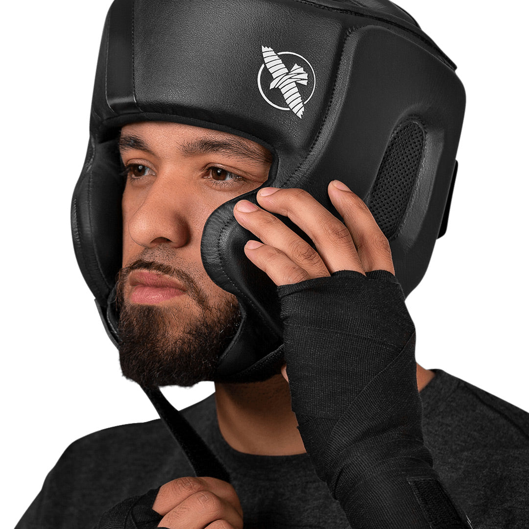 Hayabusa T3 Chinless Boxing Headgear Black/Black - The Fight Club