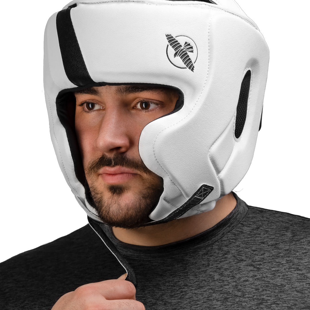 Hayabusa T3 Chinless Boxing Headgear White/Black - The Fight Club
