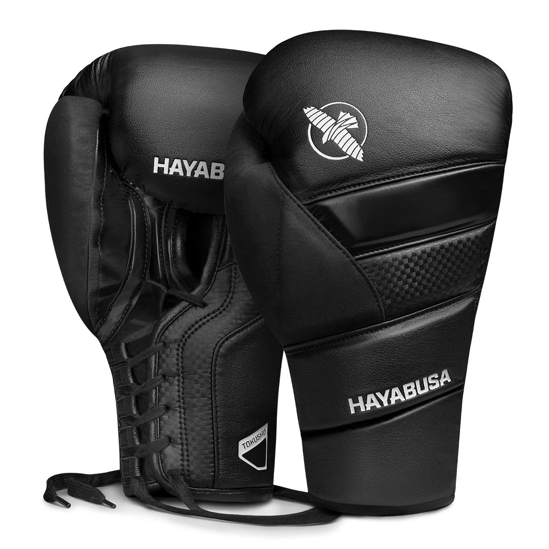 Hayabusa T3 Lace Up Boxing Gloves Black - The Fight Club