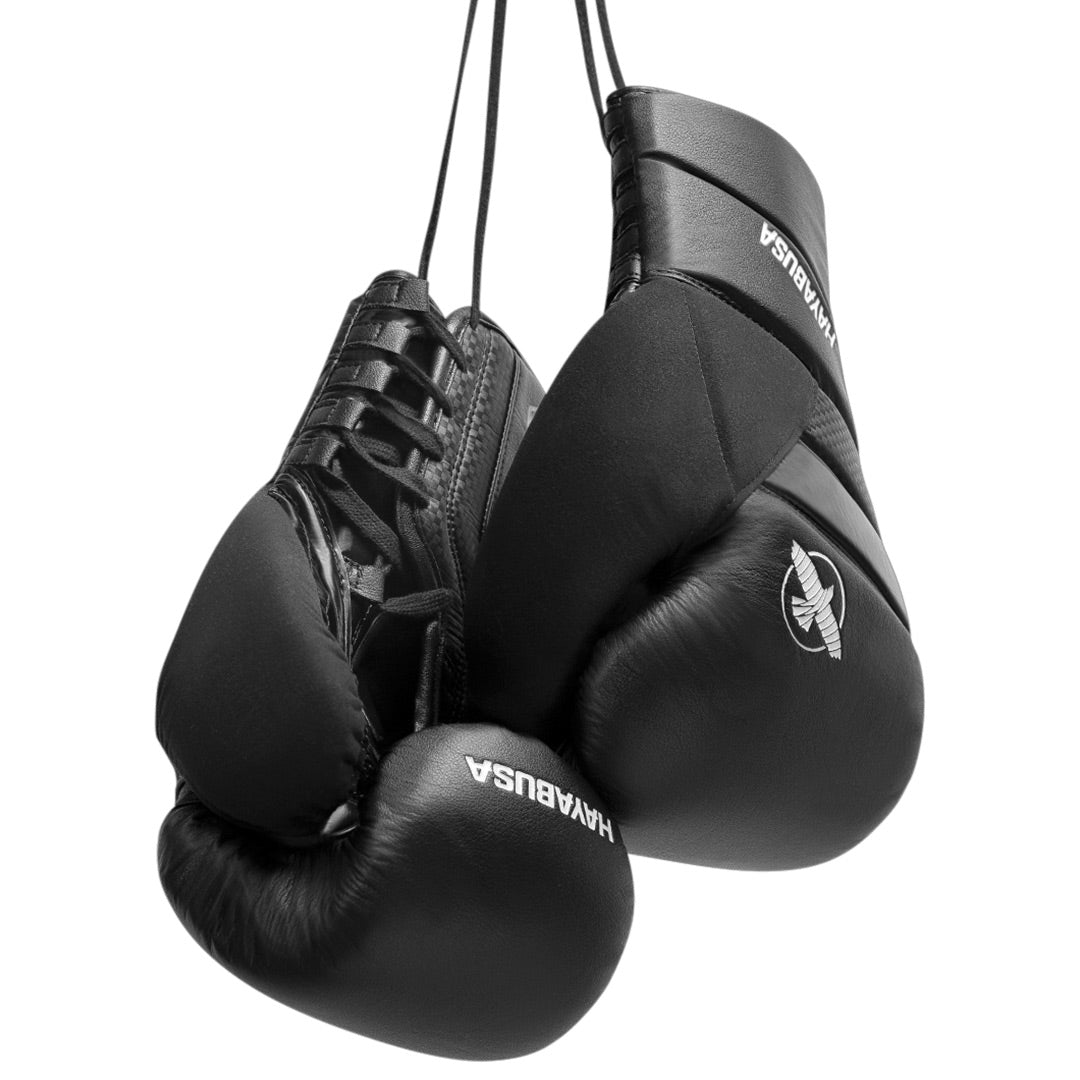 Hayabusa T3 Lace Up Boxing Gloves Black - The Fight Club