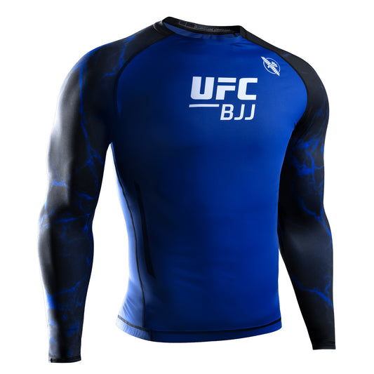 Hayabusa UFC BJJ Long Sleeve Rash Guard Black/Blue - The Fight Club