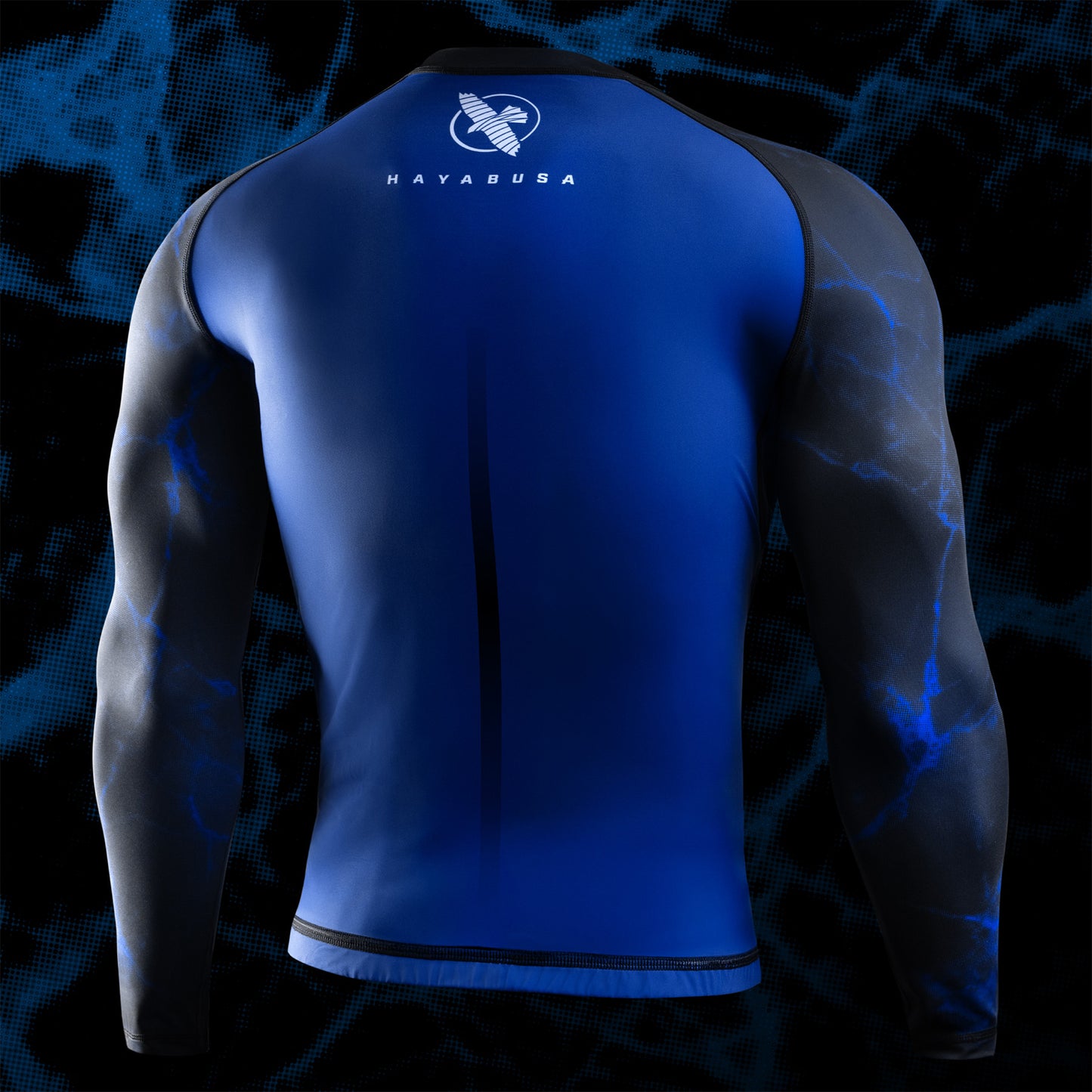 Hayabusa UFC BJJ Long Sleeve Rash Guard Black/Blue - The Fight Club