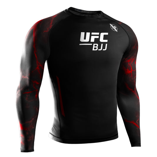 Hayabusa UFC BJJ Long Sleeve Rash Guard Black/Red - The Fight Club