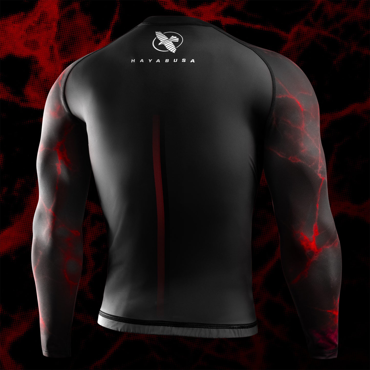 Hayabusa UFC BJJ Long Sleeve Rash Guard Black/Red - The Fight Club