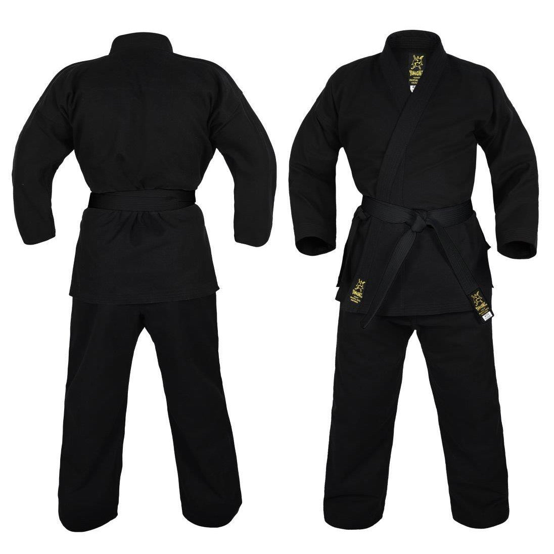 Yamasaki 14oz Gold Deluxe Brushed Canvas Karate Gi Black - The Fight Club