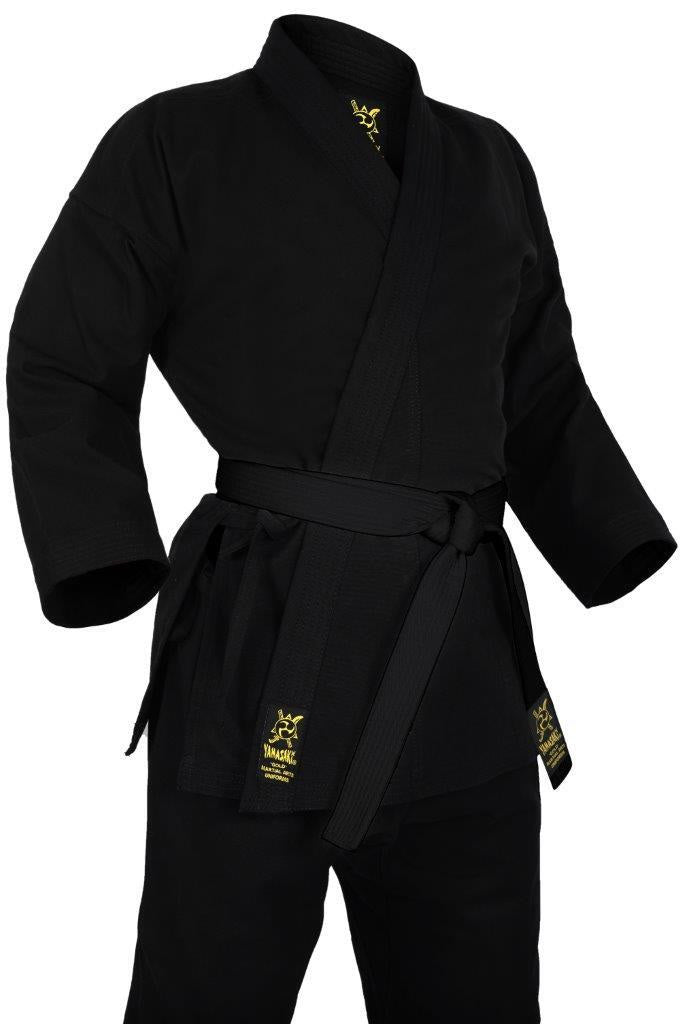 Yamasaki 14oz Gold Deluxe Brushed Canvas Karate Gi Black - The Fight Club