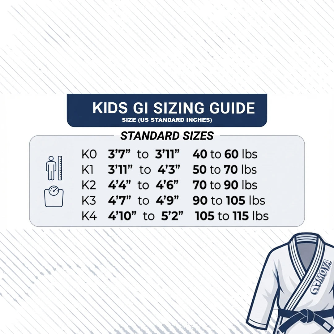 Moya Kids Gi Size Guide - The Fight Club