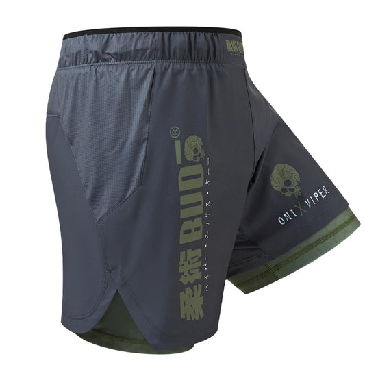 Budo ONI x VIPER 2-in-1 Fight Shorts Charcoal - The Fight Club