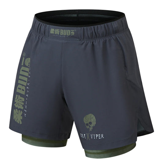 Budo ONI x VIPER 2-in-1 Fight Shorts Charcoal - The Fight Club