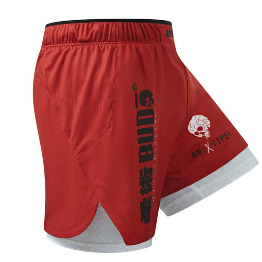 Budo ONI x VIPER 2-in-1 Fight Shorts Red - The Fight Club