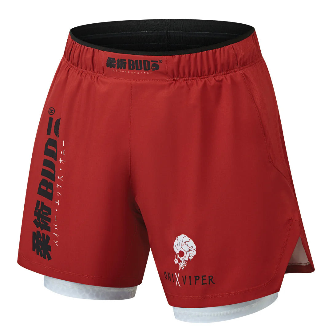 Budo ONI x VIPER 2-in-1 Fight Shorts Red - The Fight Club