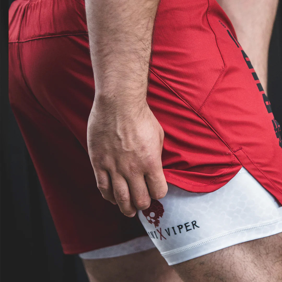 Budo ONI x VIPER 2-in-1 Fight Shorts Red - The Fight Club