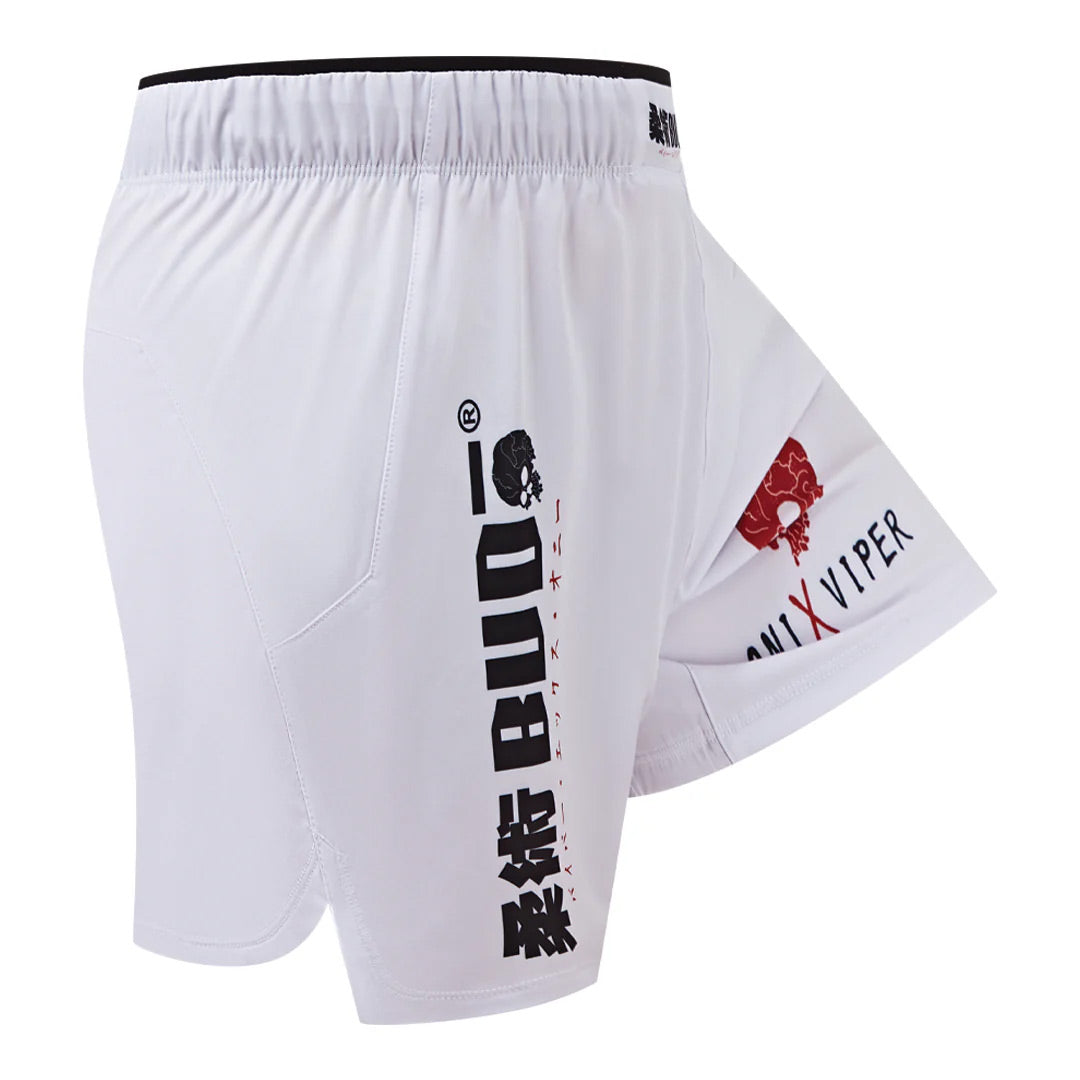 Budo ONI x VIPER 5" Fight Shorts White - The Fight Club