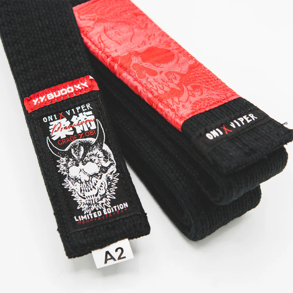 Budo Premium ONI x VIPER Jiu Jitsu Belt Black - The Fight Club