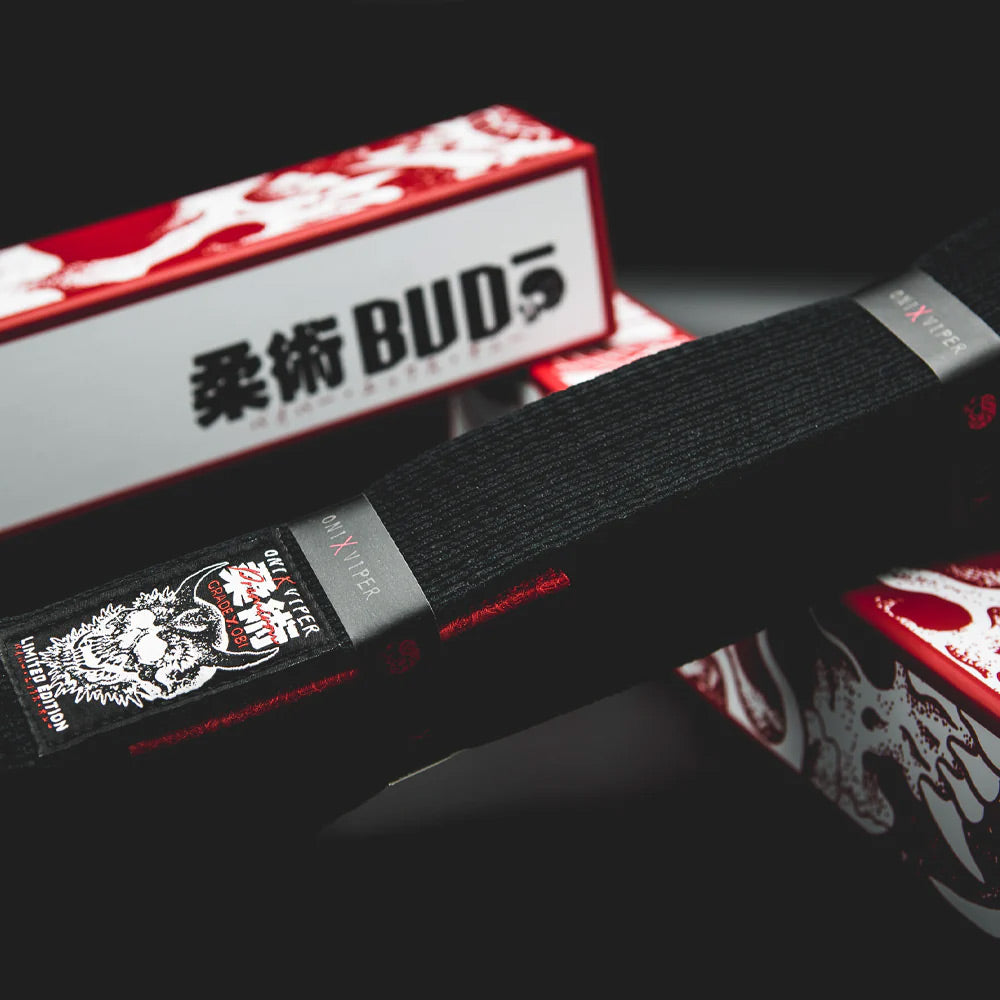 Budo Premium ONI x VIPER Jiu Jitsu Belt Black - The Fight Club