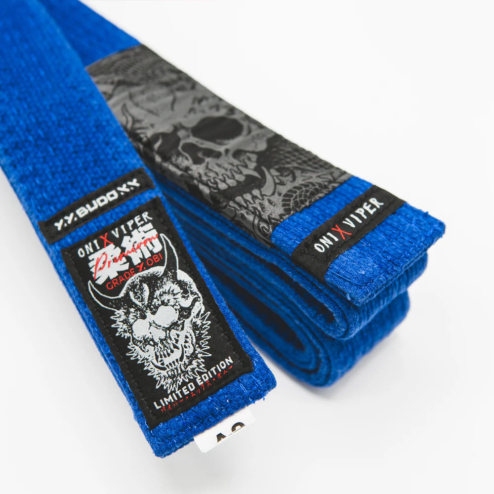 Budo Premium ONI x VIPER Jiu Jitsu Belt Blue - The Fight Club