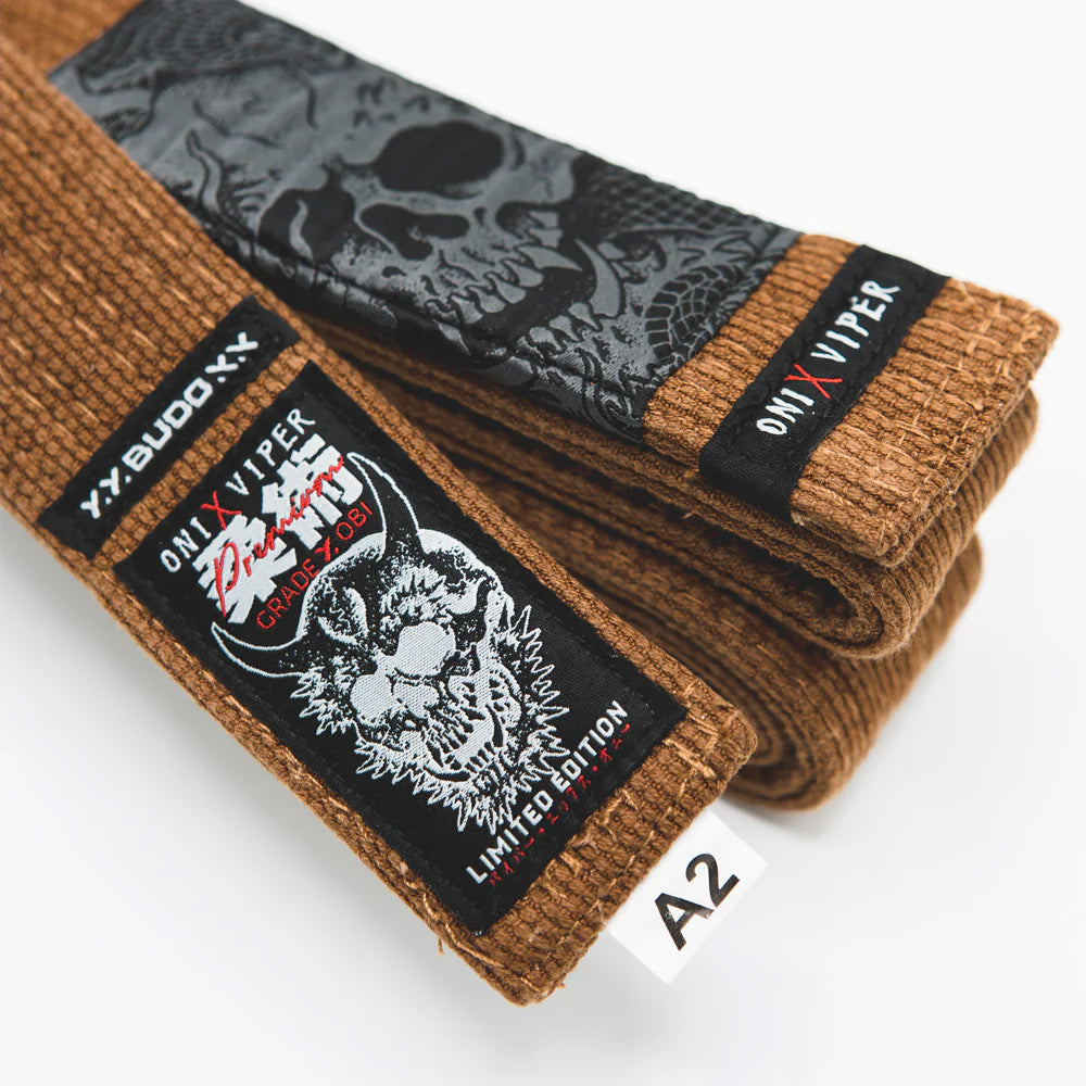 Budo Premium ONI x VIPER Jiu Jitsu Belt Brown - The Fight Club