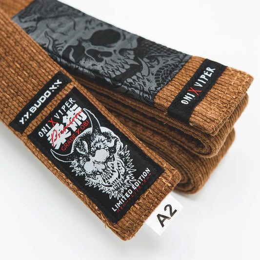 Budo Premium ONI x VIPER Jiu Jitsu Belt Brown - The Fight Club