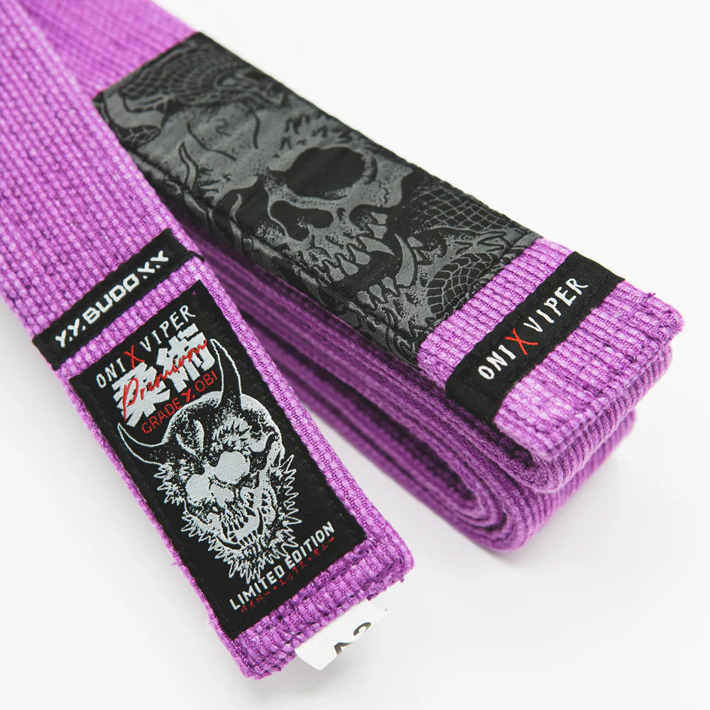 Budo Premium ONI x VIPER Jiu Jitsu Belt Purple - The Fight Club